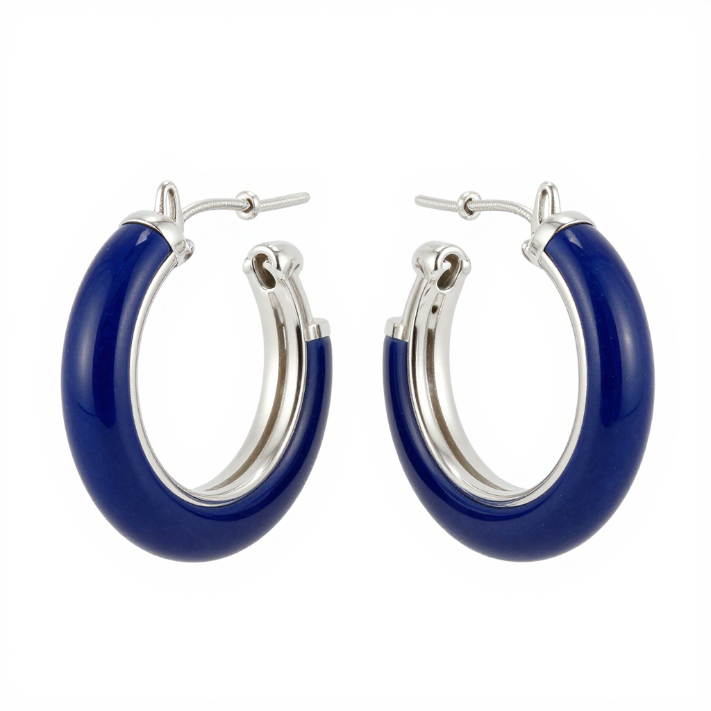 Ceramic and Silver Hoop Earrings