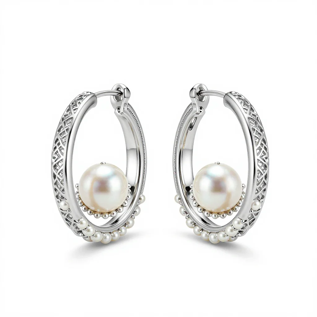 Lace and Pearl Hoop Earrings