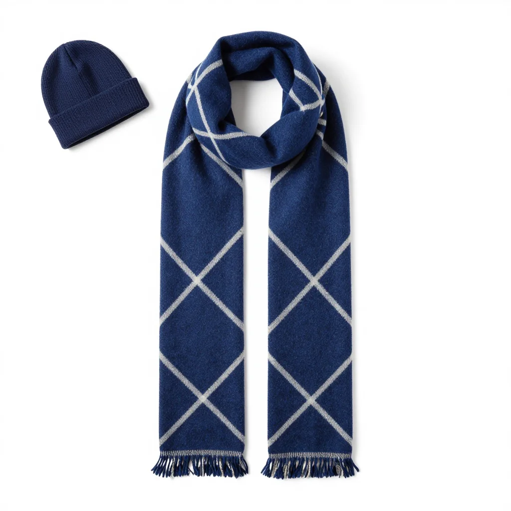 Wool Blend Scarf with Geometric Pattern for Modern Style and Elegance