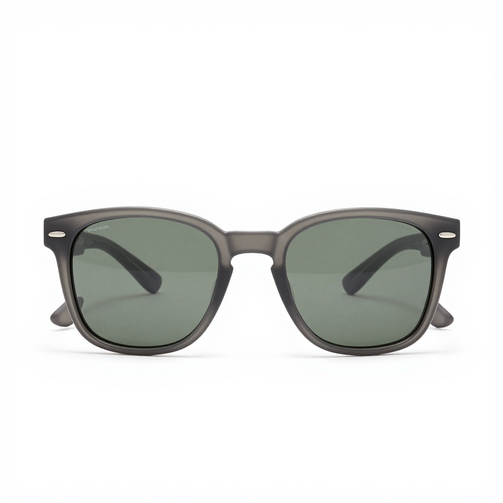 Modern Matte Gray Rounded Square Frame Sunglasses with Polarized Lenses