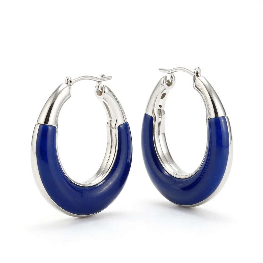 Ceramic and Silver Hoop Earrings