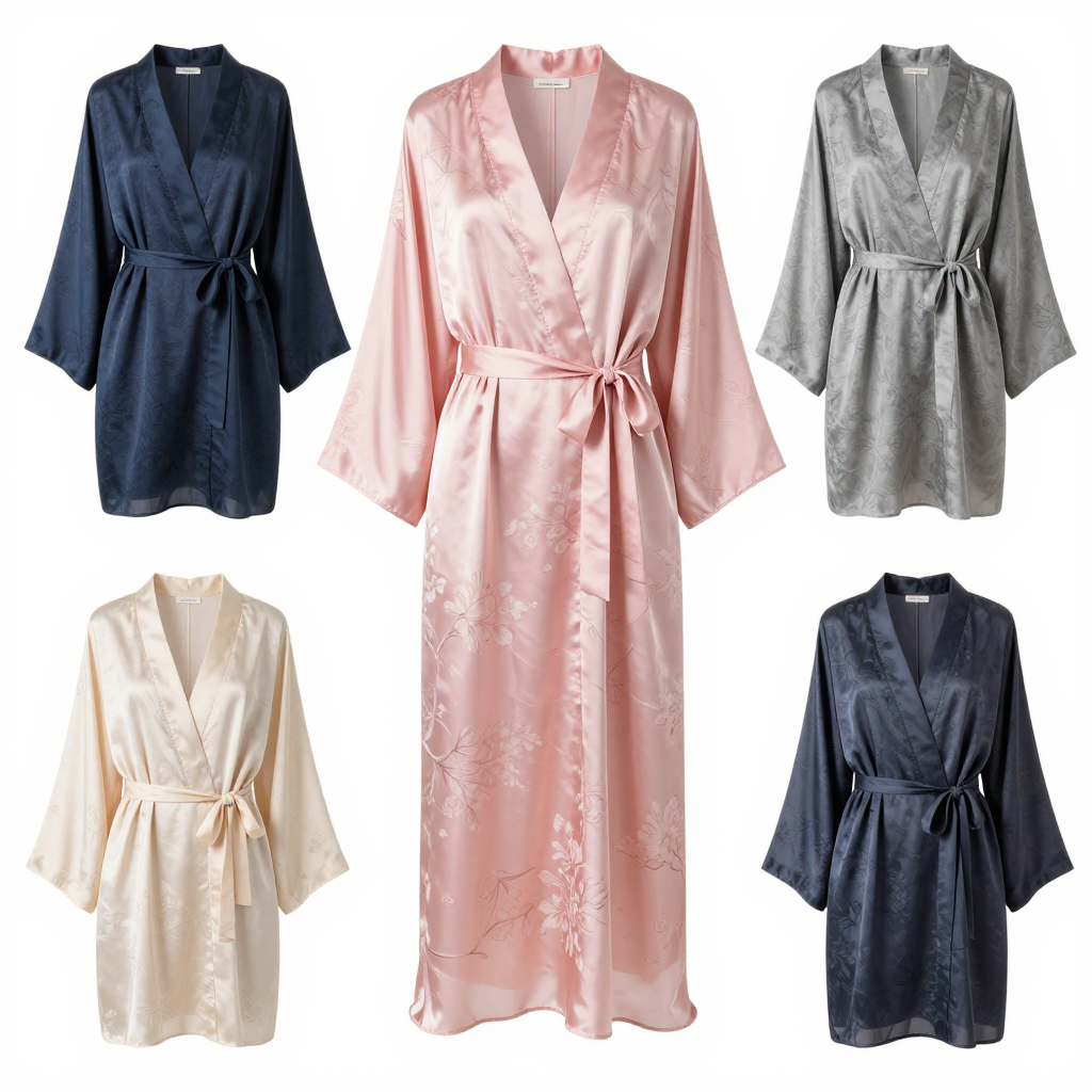 Silk Kimono Dress in Pale Pink Floral