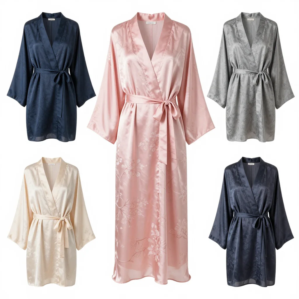 Silk Kimono Dress in Pale Pink Floral