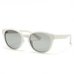Modern Matte White Oval Frame Sunglasses with Frosted Polarized Lenses - 3