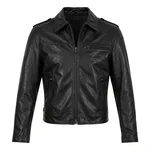 Rugged Leather Biker Jacket - 1