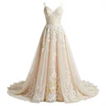 Sheer Lace Evening Gown - 2