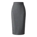Gray Flannel Pencil Skirt - 1