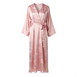 Silk Kimono Dress in Pale Pink Floral - 2