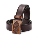 Leather Belt with Wooden Buckle - 2