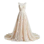 Sheer Lace Evening Gown - 4