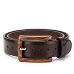 Leather Belt with Wooden Buckle - 1