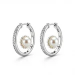 Lace and Pearl Hoop Earrings - 6