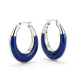 Ceramic and Silver Hoop Earrings - 1