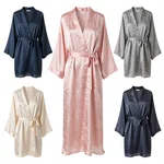 Silk Kimono Dress in Pale Pink Floral - 1