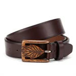 Leather Belt with Wooden Buckle - 3