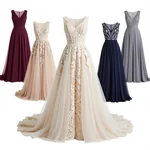 Sheer Lace Evening Gown - 1