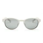 Modern Matte White Oval Frame Sunglasses with Frosted Polarized Lenses - 1