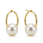 Pearl and Gold Hoop Earrings - 3